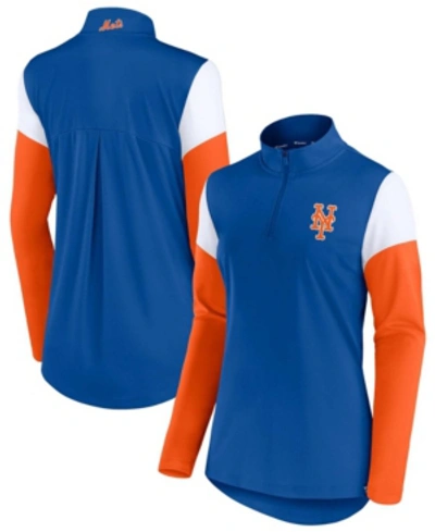 Fanatics Women's Royal, Orange New York Mets Authentic Fleece Quarter-zip Jacket In Royal