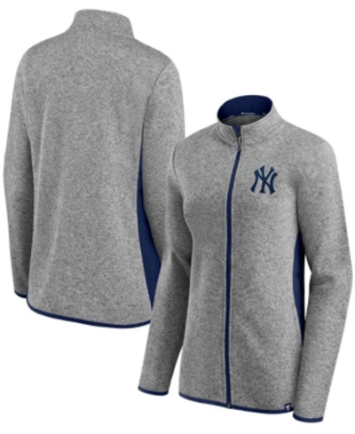 Shop Fanatics Women's Heather Charcoal New York Yankees Primary Logo Fleece Full-zip Jacket