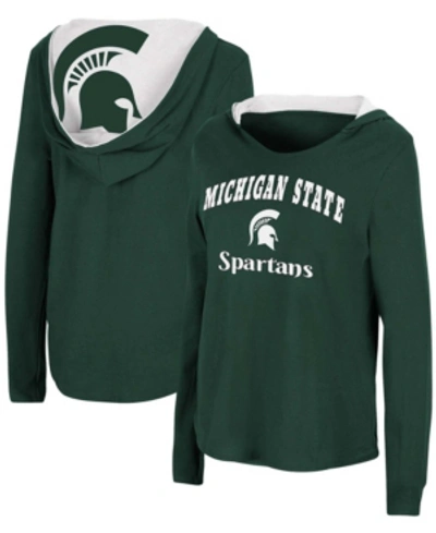 Shop Colosseum Women's Green Michigan State Spartans Catalina Hoodie Long Sleeve T-shirt