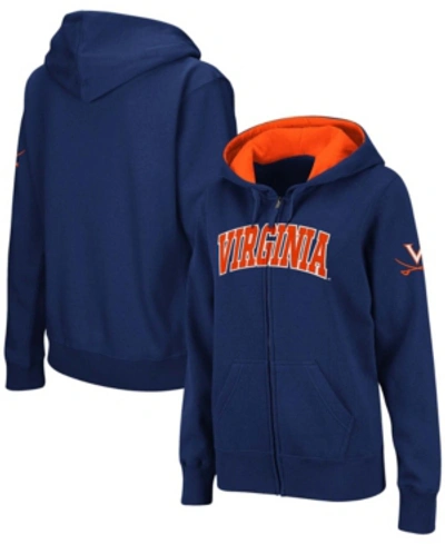 Stadium Athletic Women's Navy Virginia Cavaliers Arched Name Full-zip Hoodie In Navy