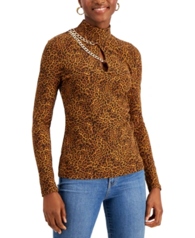 Shop Inc International Concepts Chain-trim Printed Top, Created For Macy's In Chi Chi Cheetah