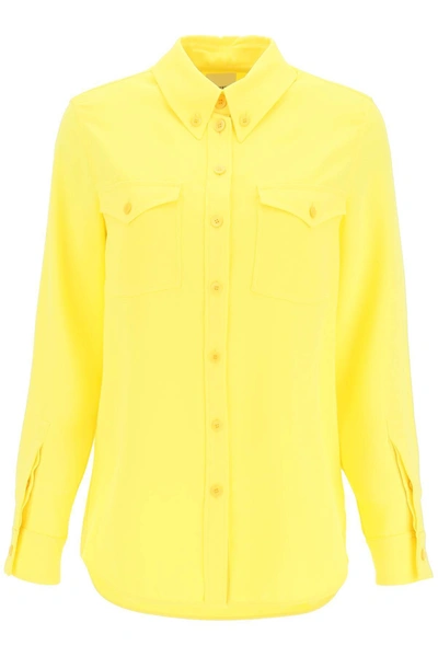 Shop Burberry Crepe Envers Shirt In Yellow