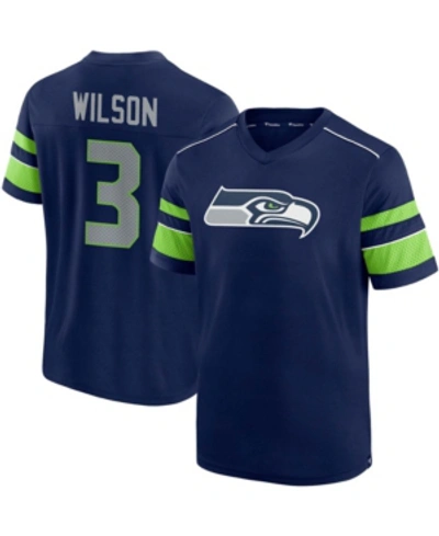 Fanatics Men's Russell Wilson College Navy Seattle Seahawks Hashmark Name And Number V-neck T-shirt In Navy