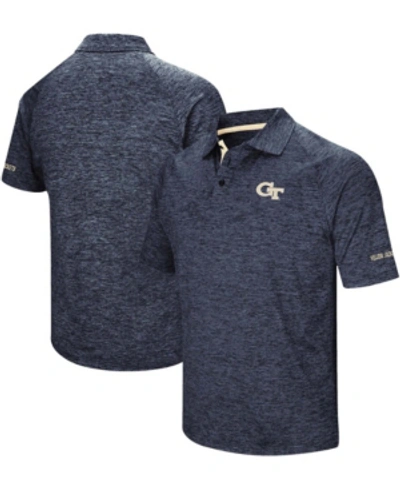 Colosseum Men's Heather Navy Georgia Tech Yellow Jackets Down Swing Polo Shirt In Heather Navy