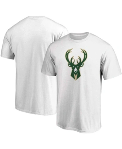 Shop Fanatics Men's White Milwaukee Bucks Primary Team Logo T-shirt
