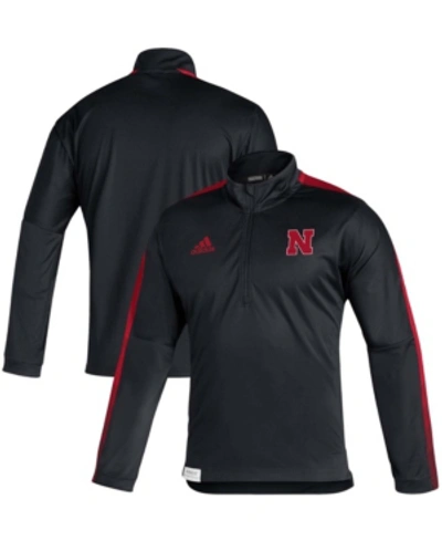 Shop Adidas Originals Men's Black Nebraska Huskers 2021 Sideline Primeblue Quarter-zip Jacket