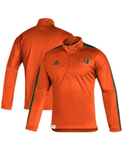 Shop Adidas Originals Men's Orange Miami Hurricanes 2021 Sideline Quarter-zip Jacket