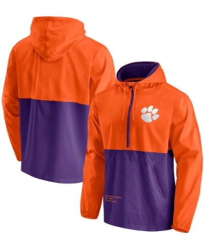 Shop Fanatics Men's Orange, Purple Clemson Tigers Thrill Seeker Half-zip Hoodie Anorak Jacket