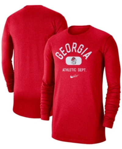 Shop Nike Men's Red Georgia Bulldogs Textured Long Sleeve T-shirt