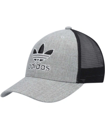 Shop Adidas Originals Men's Heather Gray, Black Icon Trucker Snapback Hat