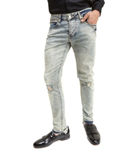 Shop Ron Tomson Men's Modern Grunge Skinny Fit Denim Jeans In Blue