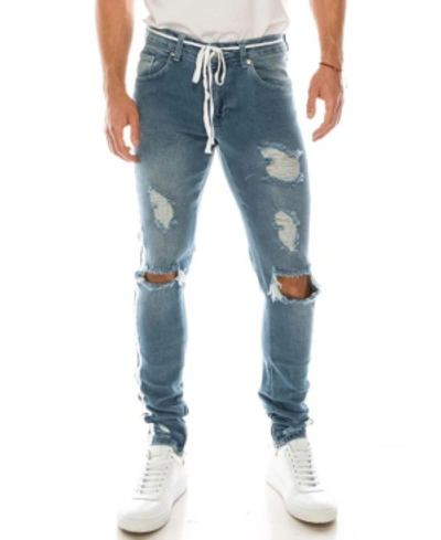 Shop Ron Tomson Men's Modern Skinny Fit Distressed Track Jeans In Light Blue