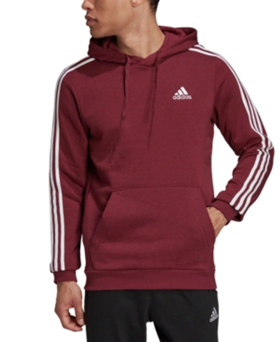 Adidas Originals Adidas Men's Essentials Fleece 3-stripes Hoodie In Red |  ModeSens