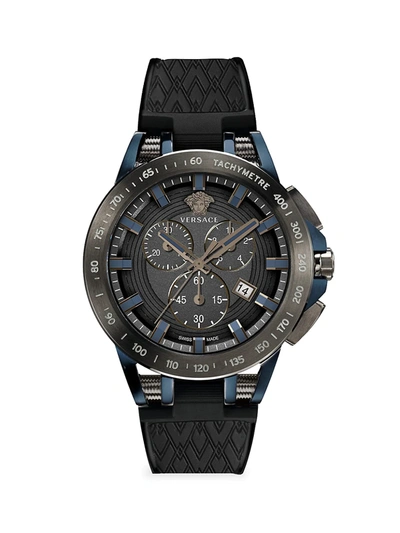 Shop Versace Men's Sport Tech Gunmetal-tone & Silicone Strap Watch In Two Tone