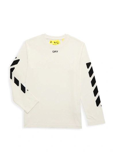 Shop Off-white Little Kid's & Kid's Off Stamp Long-sleeve T-shirt In White