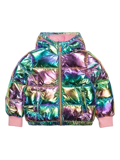 Billieblush Kids' Little Girl's & Girl's Iridescent Metallic Puffer Jacket  In Multicolored | ModeSens