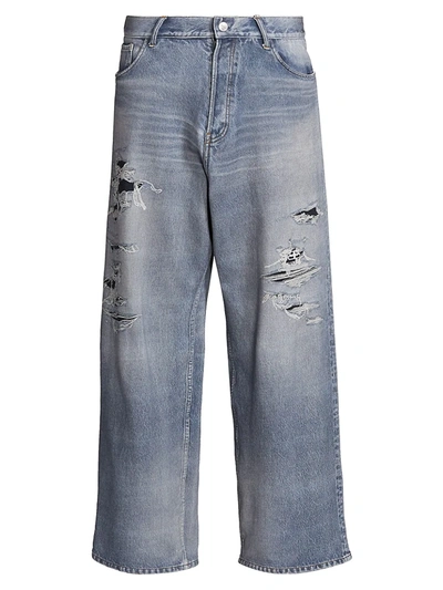 Shop Balenciaga Trompe L'oeil Wide-leg Jeans In Blue