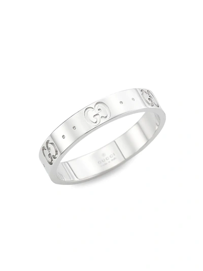 Shop Gucci Men's Icon 18k Ring In White Gold