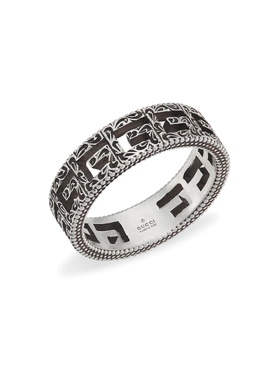 Shop Gucci G Cube Aged Sterling Silver Ring