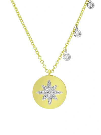 Shop Meira T 14k Gold & Diamond Starburst Coin Necklace In Yellow