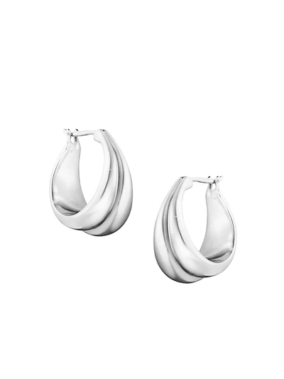Shop Georg Jensen Women's Curve Sterling Silver Small Hoop Earrings