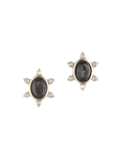 Shop Akola Briar 10k Goldplated Crystal & Horn Stud Earrings In Black