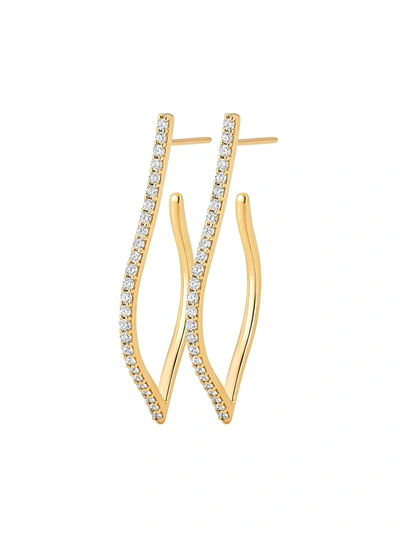 Shop Sara Weinstock Women's Veena Small 18k Yellow Gold & Diamond Hoop Earrings