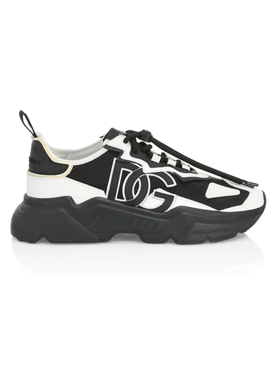 Shop Dolce & Gabbana Men's Logo Patch Sneakers In Black White