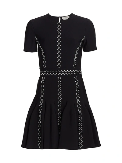 Shop Alexander Mcqueen Contrast Stitch Mini-dress In Black Ivory
