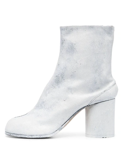 Shop Maison Margiela Tabi Ankle Leather Boots In Black White
