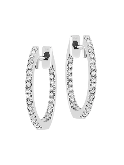 Shop Djula Women's Graphique 18k White Gold & Diamond Hoop Earrings