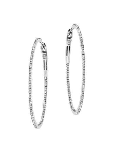 Shop Djula Women's Graphique 18k White Gold & Diamond Hoop Earrings