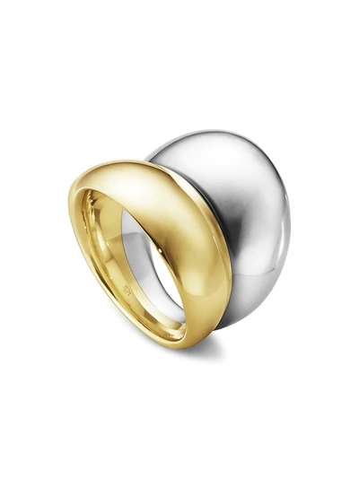 Shop Georg Jensen Women's Curve 18k Gold & Sterling Silver Ring In Silver Gold
