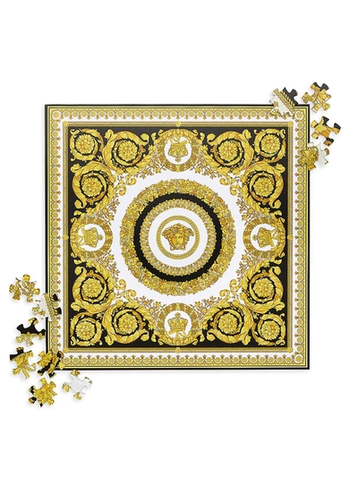 Shop Versace La Crete De Fleur Puzzle In Oro Bianco Nero