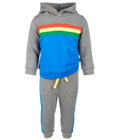 Shop First Impressions Baby Boys Colorblocked Hoodie & Jogger Pants, Created For Macy's In Pewter Hthr