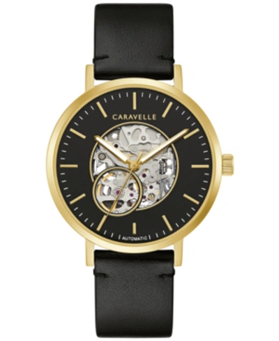 Shop Caravelle Designed By Bulova Men's Automatic Black Leather Strap Watch 39.5mm