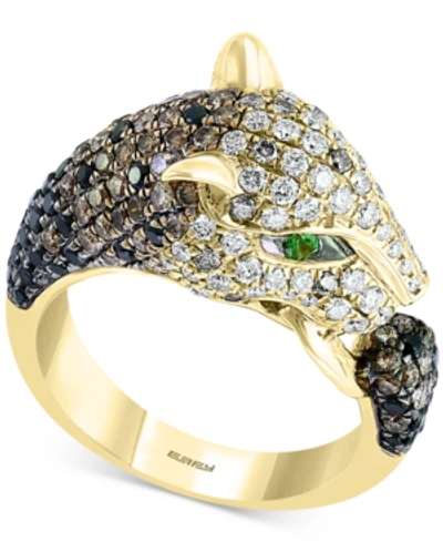 Shop Effy Collection Effy Diamond (2-1/8 Ct. T.w.) & Tsavorite (1/8 Ct. T.w.) Ombre Panther Ring In 14k Gold In Yellow Gold