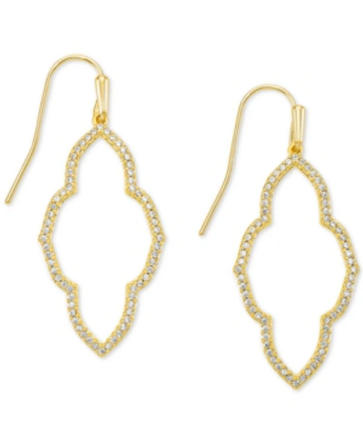 Kendra Scott Cubic Zirconia Small Open Frame Drop Earrings In Gold Metal