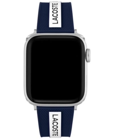 Shop Lacoste Striping Blue & White Silicone Strap For Apple Watch 38mm/40mm
