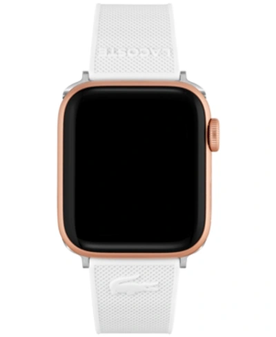 Shop Lacoste Petit Pique White Silicone Strap For Apple Watch 38mm/40mm