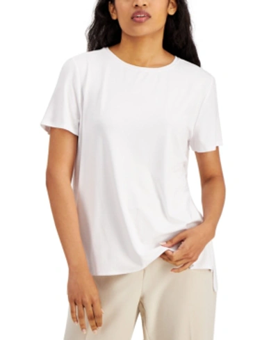 Shop Alfani Petite Step-hem T-shirt, Created For Macy's In Soft White