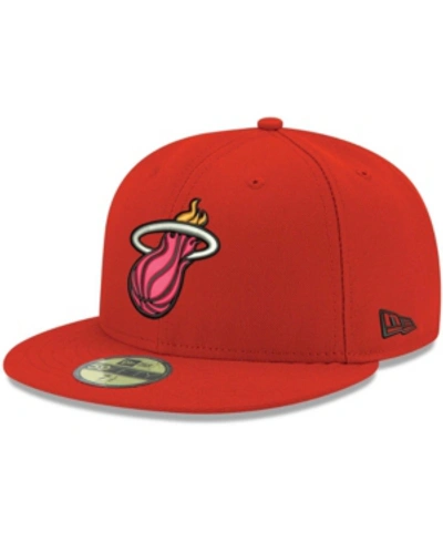 Shop New Era Miami Heat Official Team Color 59fifty Fitted Cap In Red