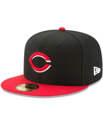 Shop New Era Men's Cincinnati Reds Road Authentic Collection On-field 59fifty Fitted Hat In Black