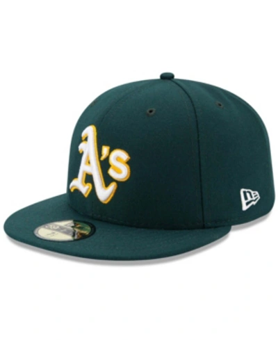 Shop New Era Men's Oakland Athletics Road Authentic Collection On-field 59fifty Performance Fitted Hat In Green