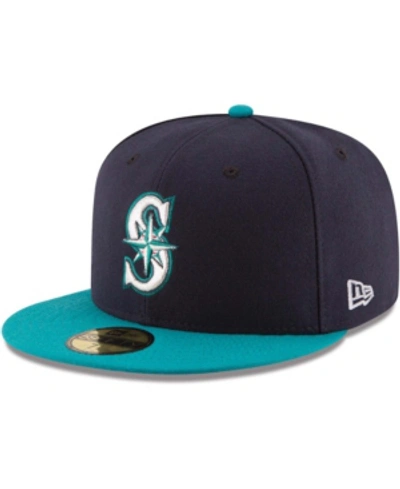 Shop New Era Men's Navy/aqua Seattle Mariners Alternate Authentic Collection On Field 59fifty Fitted Hat