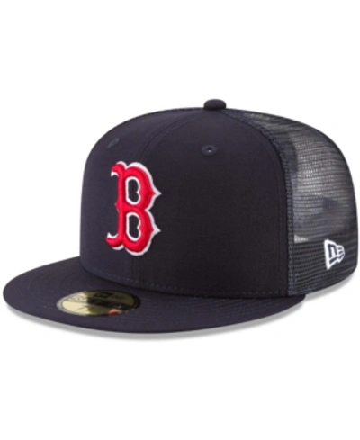 Shop New Era Men's Boston Red Sox On-field Replica Mesh Back 59fifty Fitted Hat In Navy