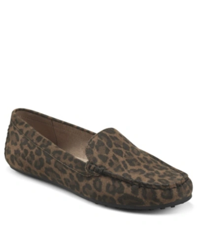 Shop Aerosoles Women's Over Drive Driving Style Loafers In Leopard Fab Faux Suede