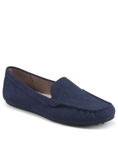 Shop Aerosoles Women's Over Drive Driving Style Loafers In Navy Fabric Faux Suede