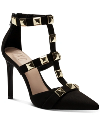 Shop Inc International Concepts Syndia Studded Dress Sandals, Created For Macy's Women's Shoes In Black Micro