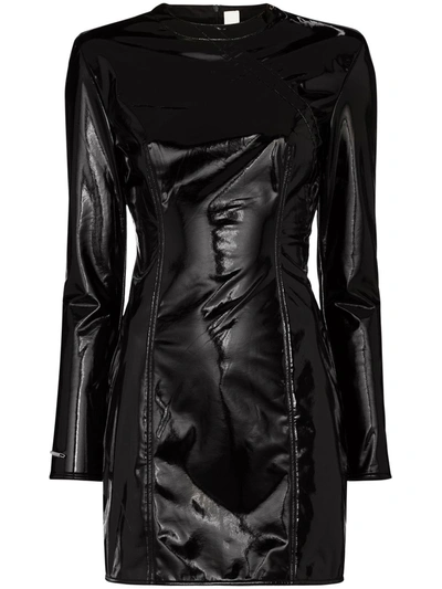 Shop 032c Qipao Patent-leather Mini Dress In Black